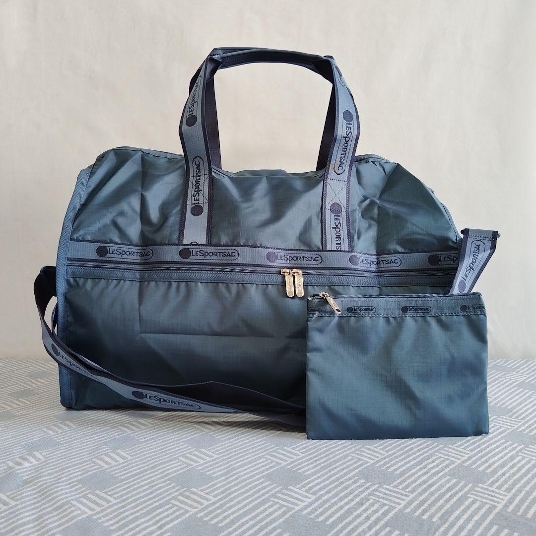 新品 レスポートサック ダークグリーン 無地 ボストンバッグ ポーチ付き