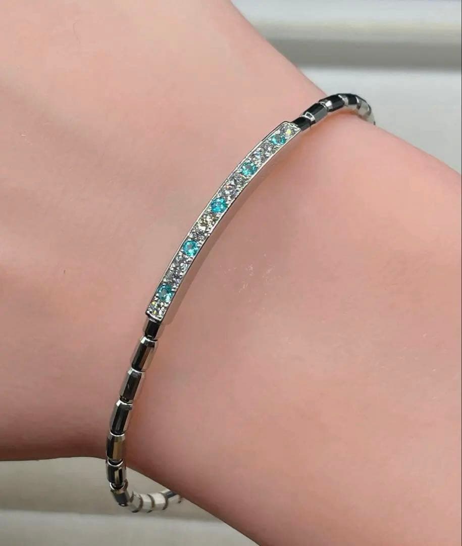 専用JL82★高級 パライバトルマリン0.11ct D pt ブレスレット 鑑付