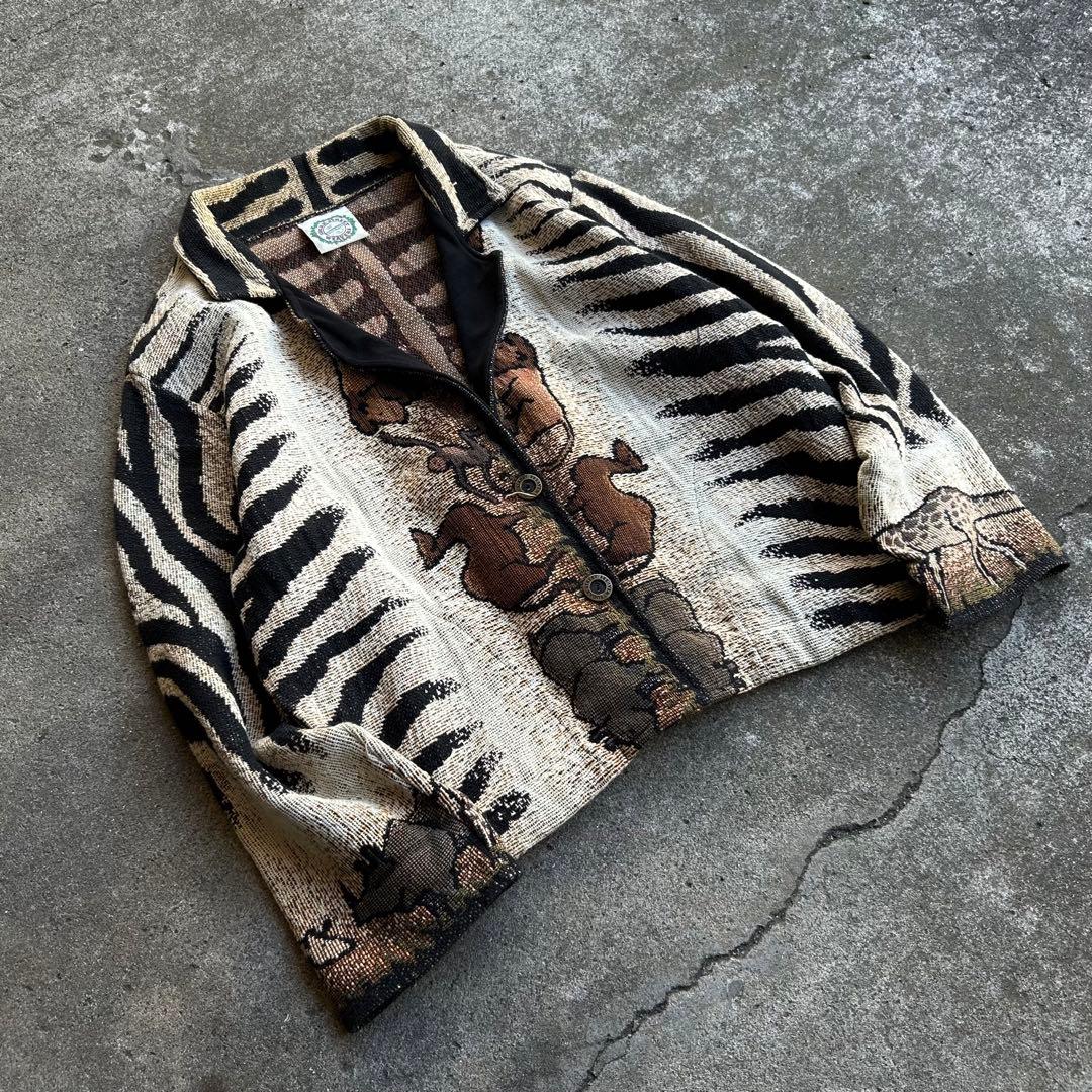 90’s Vintage ジャガード ニットジャケット アニマル アーカイブ