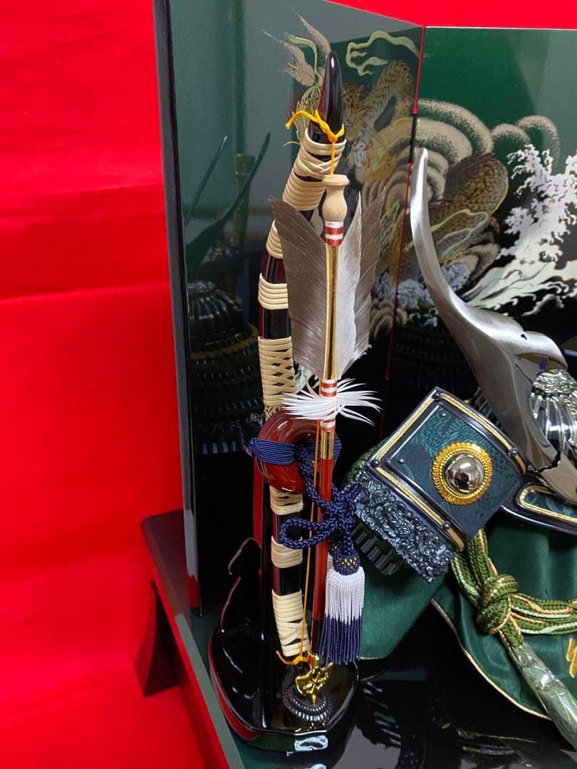 東京久月　五月人形　家紋付き兜飾り収納セット・シルバー兜・天空シリーズ