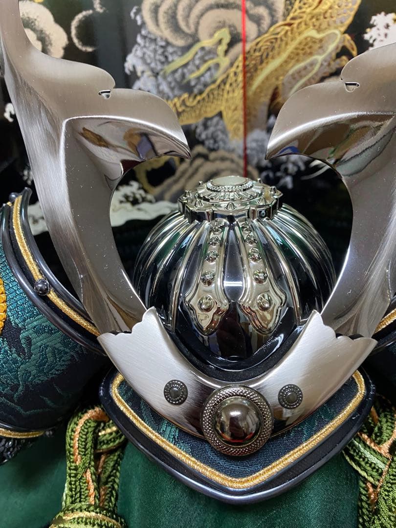 東京久月　五月人形　家紋付き兜飾り収納セット・シルバー兜・天空シリーズ