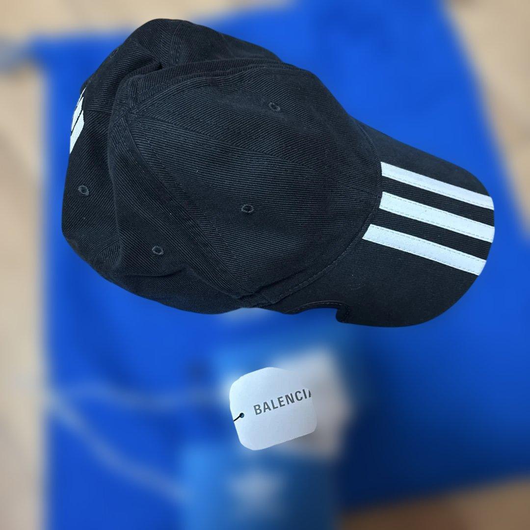 balenciaga adidasブラック ストライプ キャップ M