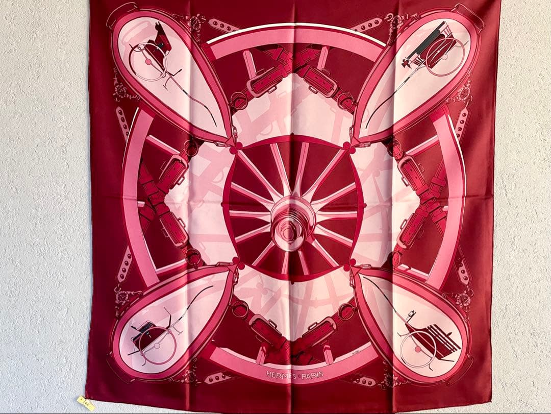美品 HERMES エルメス カレ90 RYBAL 自由への車輪 スカーフ 馬車