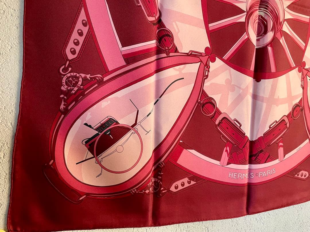 美品 HERMES エルメス カレ90 RYBAL 自由への車輪 スカーフ 馬車