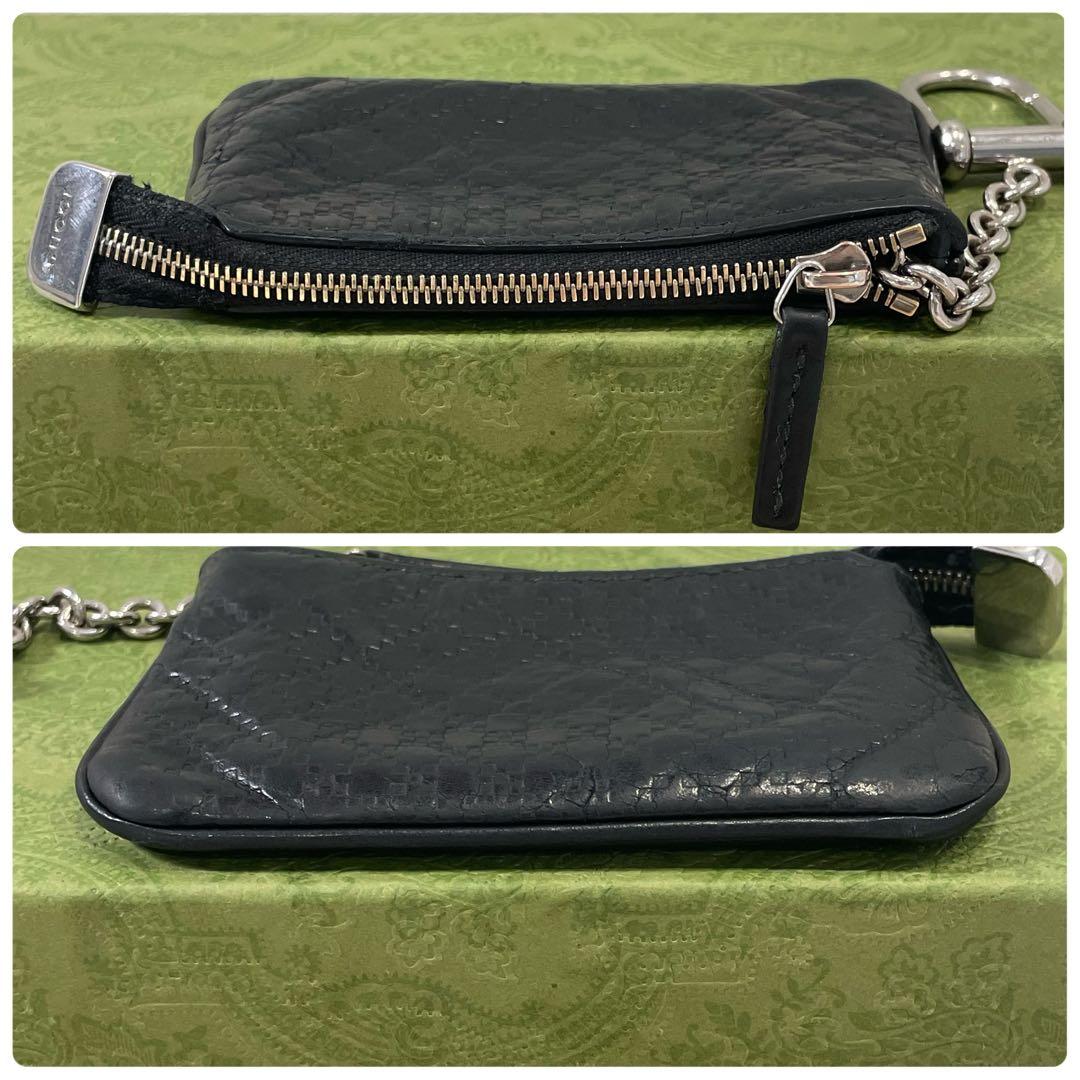 グッチ　ディアマンテ　ケース　キーリング　レザー　黒　こ銭入れ