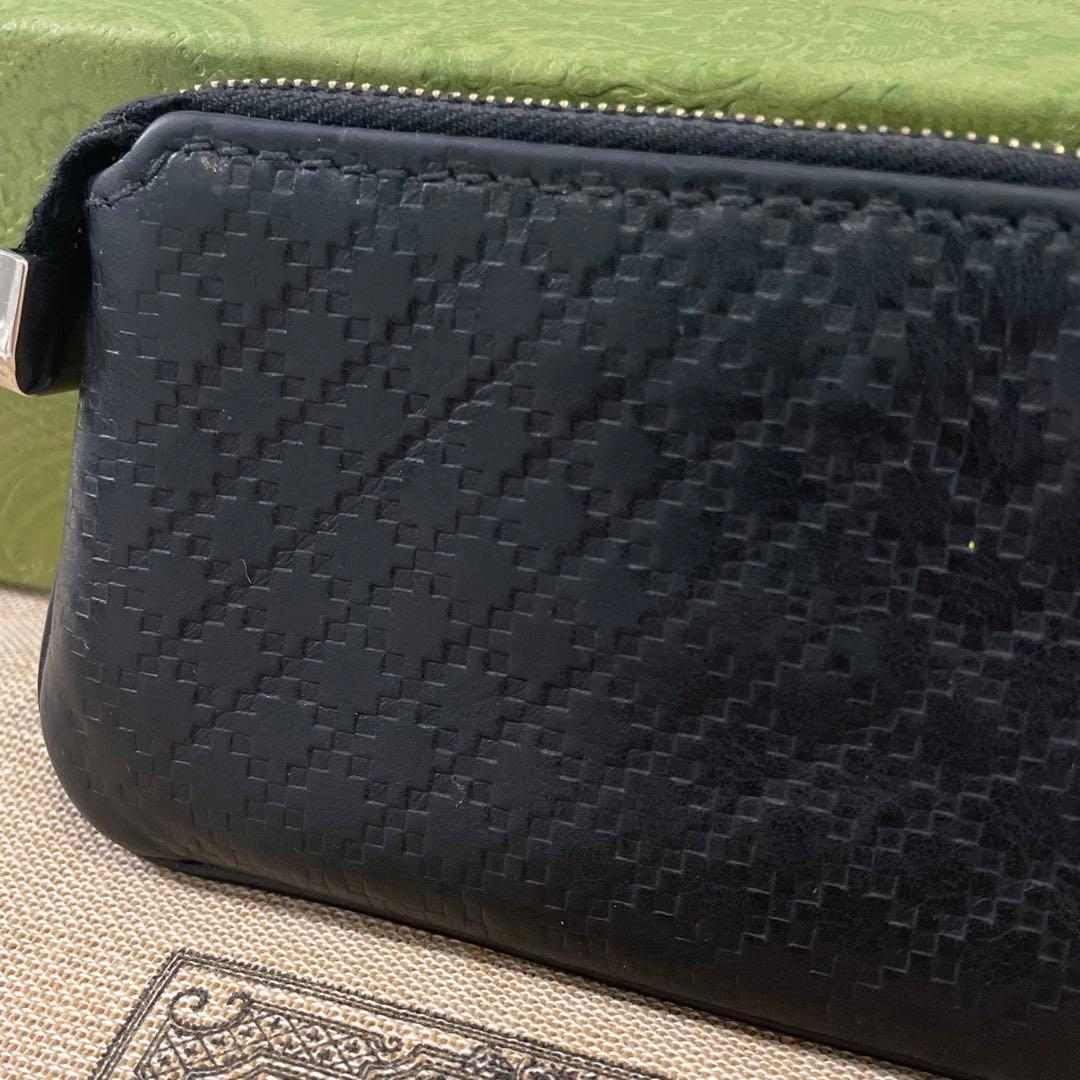 グッチ　ディアマンテ　ケース　キーリング　レザー　黒　こ銭入れ