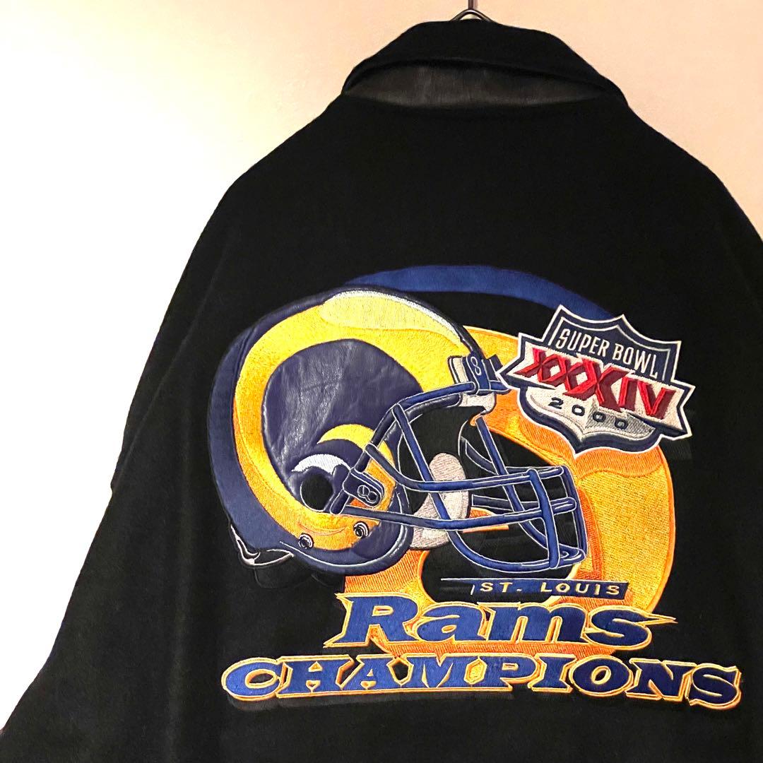 ゲームブルゾン 2XL アメフト 背面ビッグ刺繍 ワッペン アーム切替 ウール