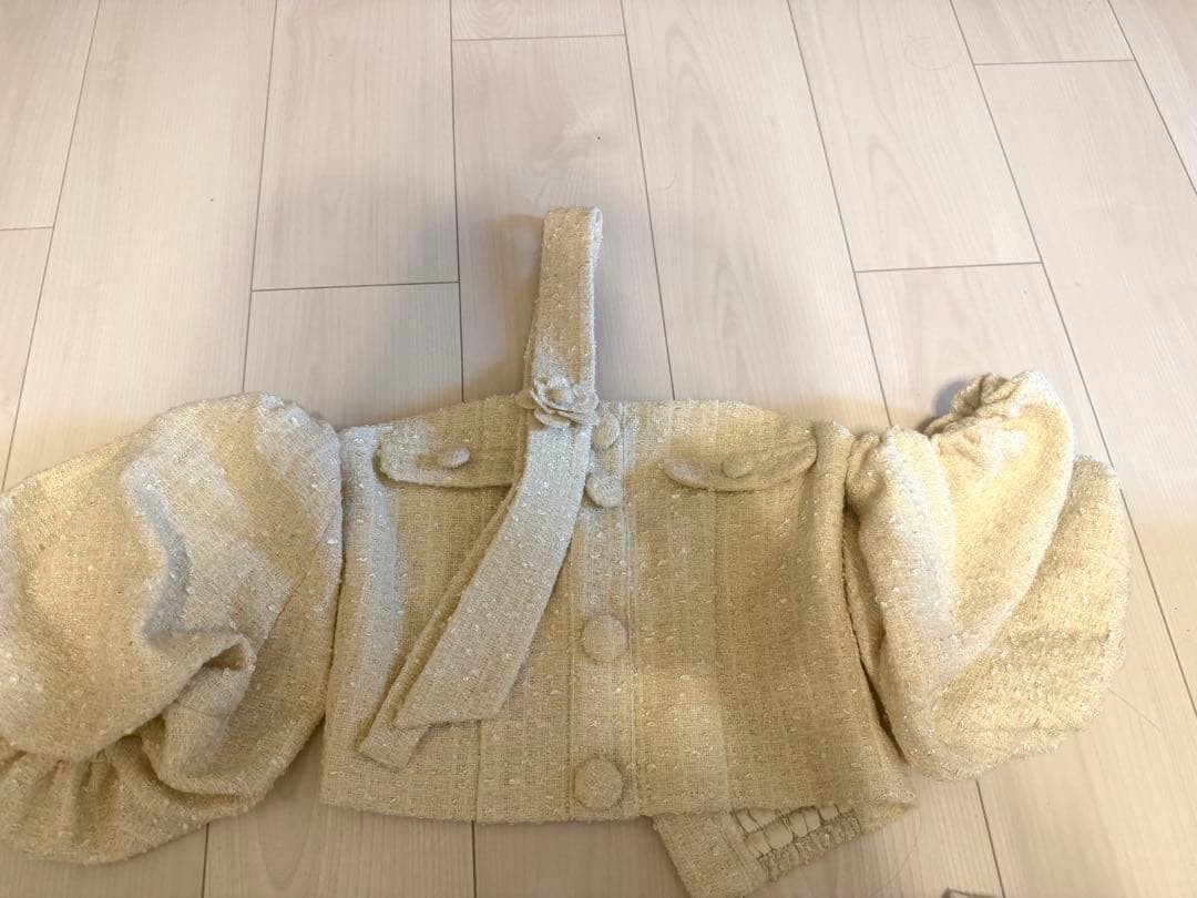 darich ホルターネックオフショルツイードトップス　イエロー