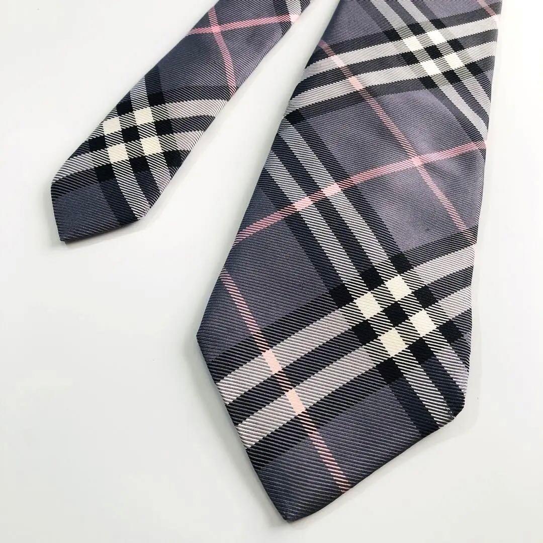 バーバリーブラックレーベル ネクタイ ノヴァチェック柄 グレー