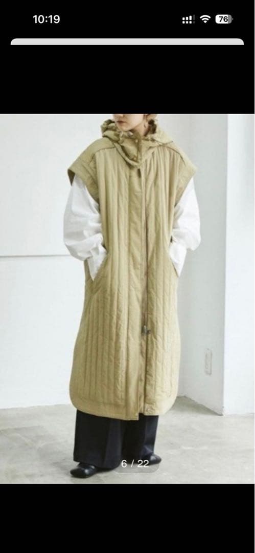 まゆ様★TODAYFUL★フード付きキルティングロングベスト★美品★