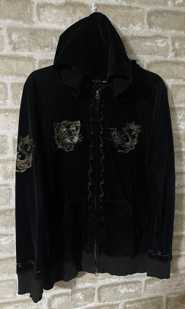 aldies メンズM パーカー　ベトジャン　スカジャン　ベロア　刺繍　ベトナム