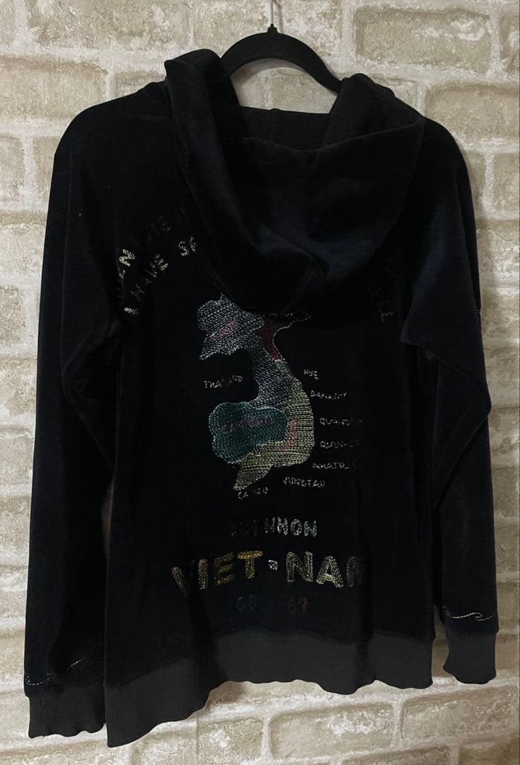 aldies メンズM パーカー　ベトジャン　スカジャン　ベロア　刺繍　ベトナム