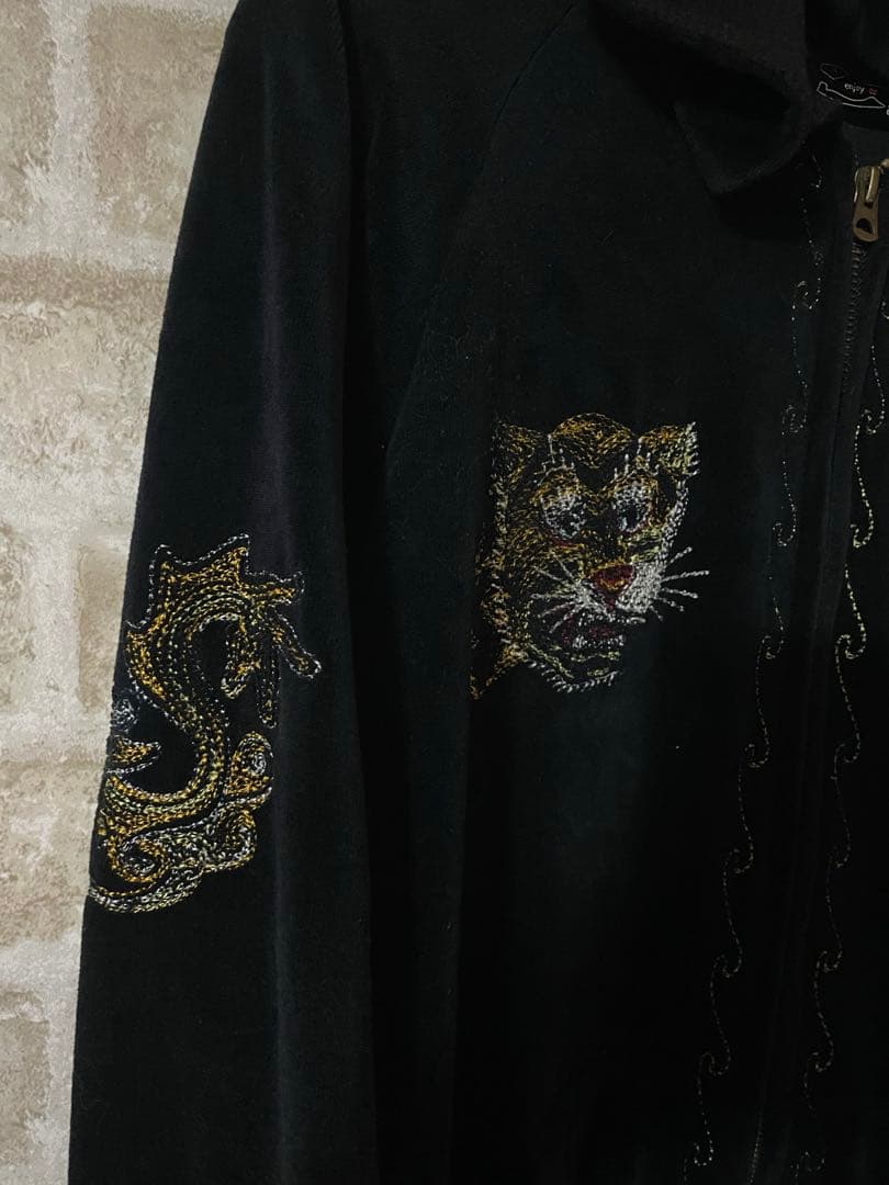 aldies メンズM パーカー　ベトジャン　スカジャン　ベロア　刺繍　ベトナム