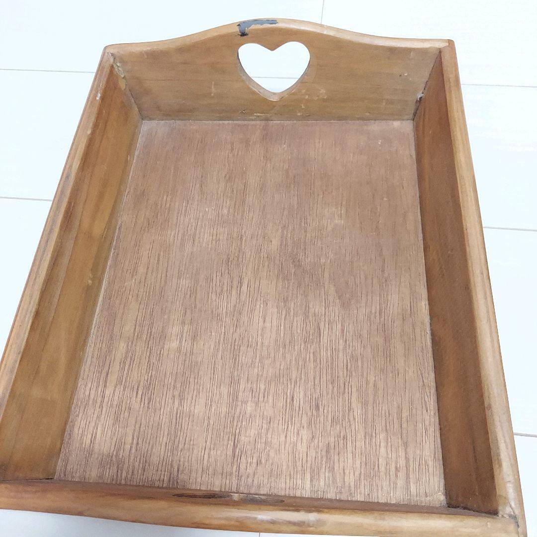 木製　ハート　ウッドプレート　引出し　トレー　２点セット