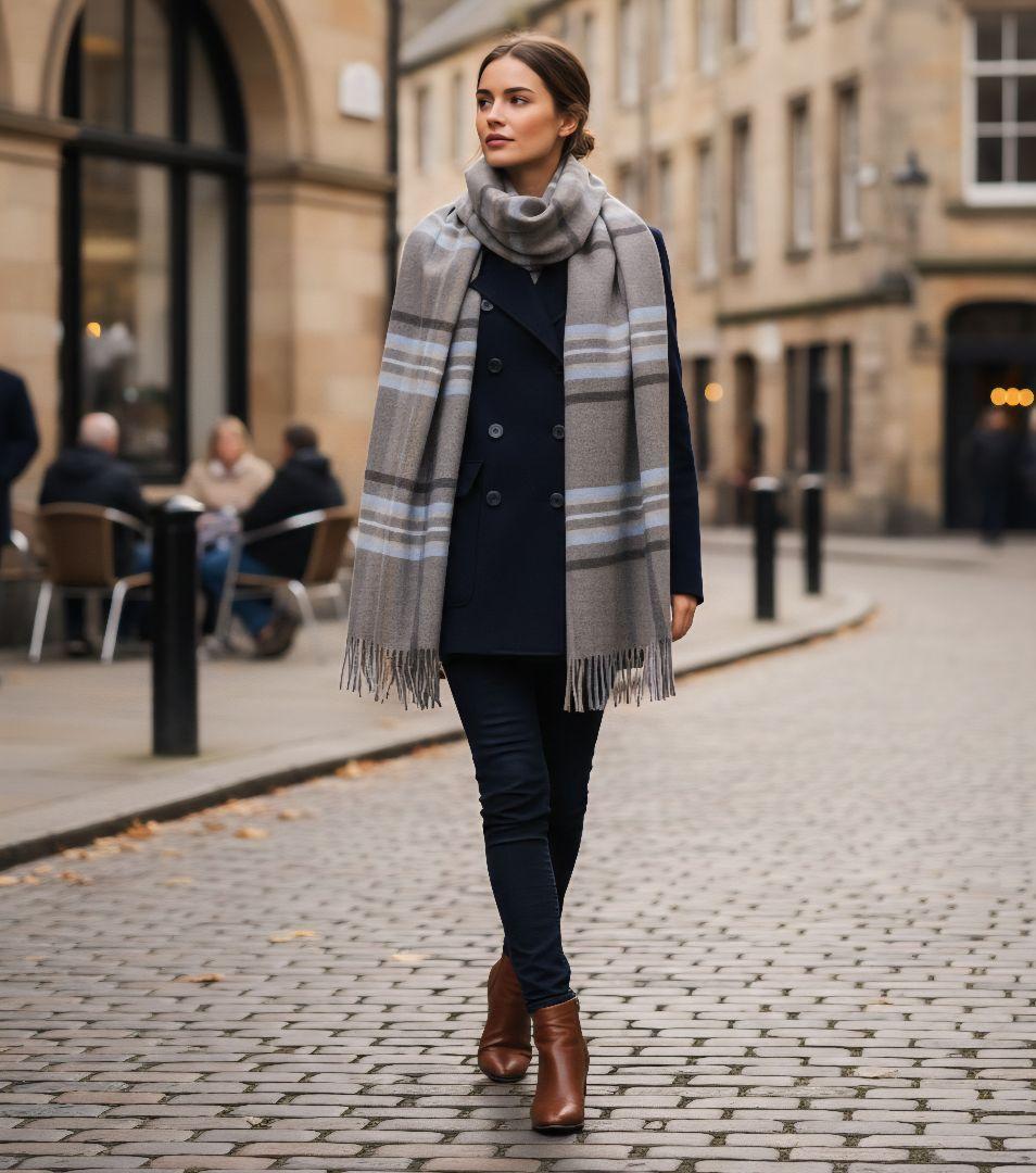 ¥68,200 極美品 ジョンストンズ ドライブリッジ カシミヤ 大判 ストール