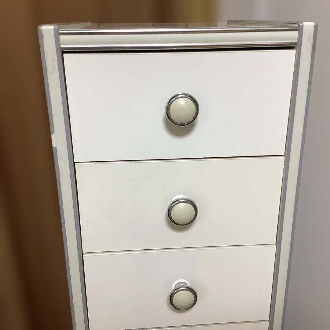 昭和レトロ　スリムチェスト　隙間収納　整理タンス　スリム整理棚　10段　ホワイト