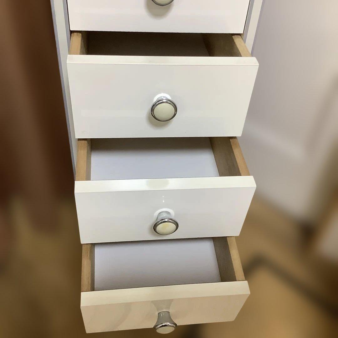 昭和レトロ　スリムチェスト　隙間収納　整理タンス　スリム整理棚　10段　ホワイト