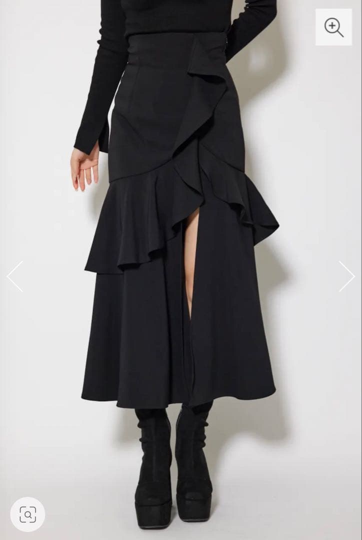 rienda♡フリルスリットハイウエストスコートショートパンツ ブラック