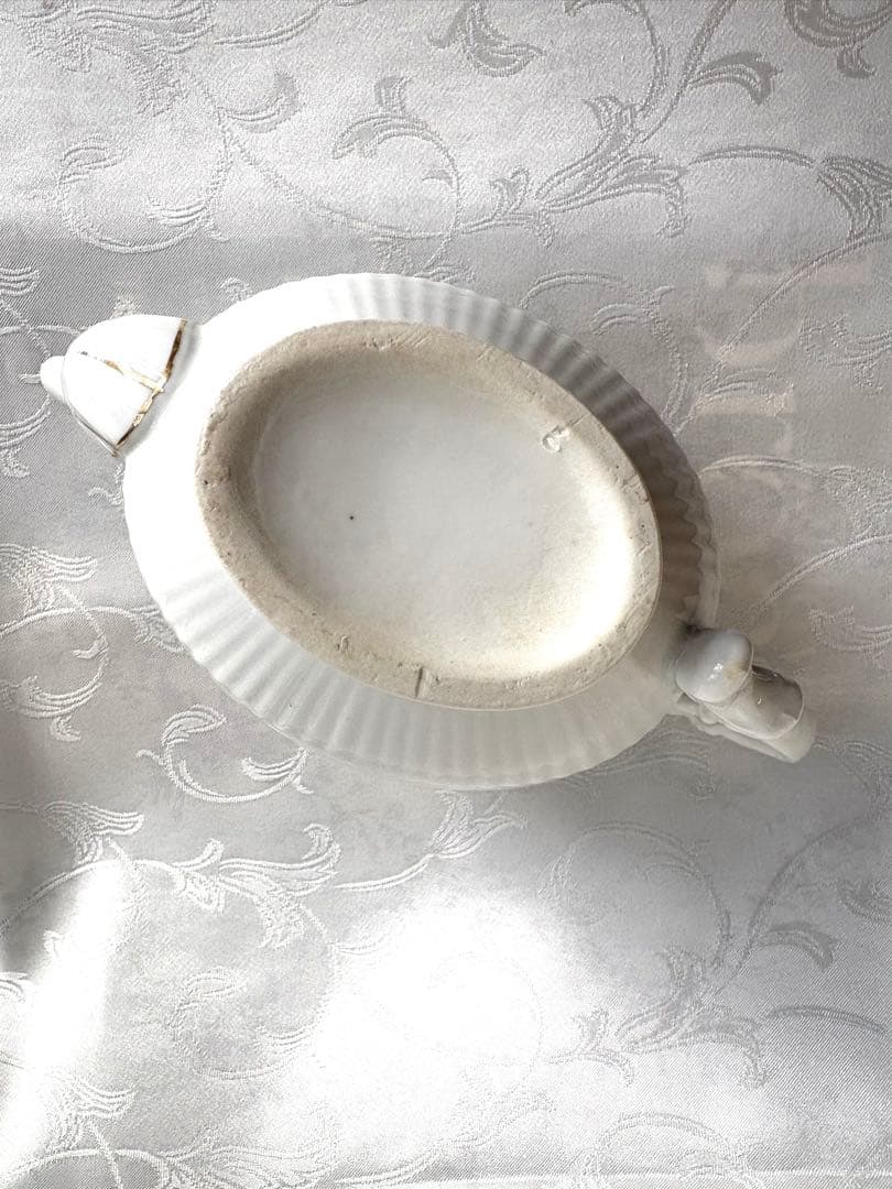 フランスアンティーク　金彩　リボン&フラワーリース　ティーセット　ボンボニエール