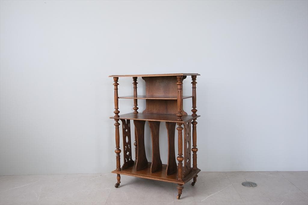 フランスアンティーク木製ミュージックシェルフ/本棚/飾り棚/楽譜立て(90-5)