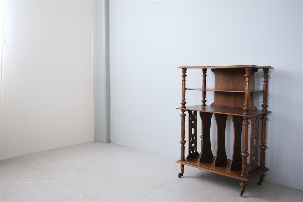 フランスアンティーク木製ミュージックシェルフ/本棚/飾り棚/楽譜立て(90-5)