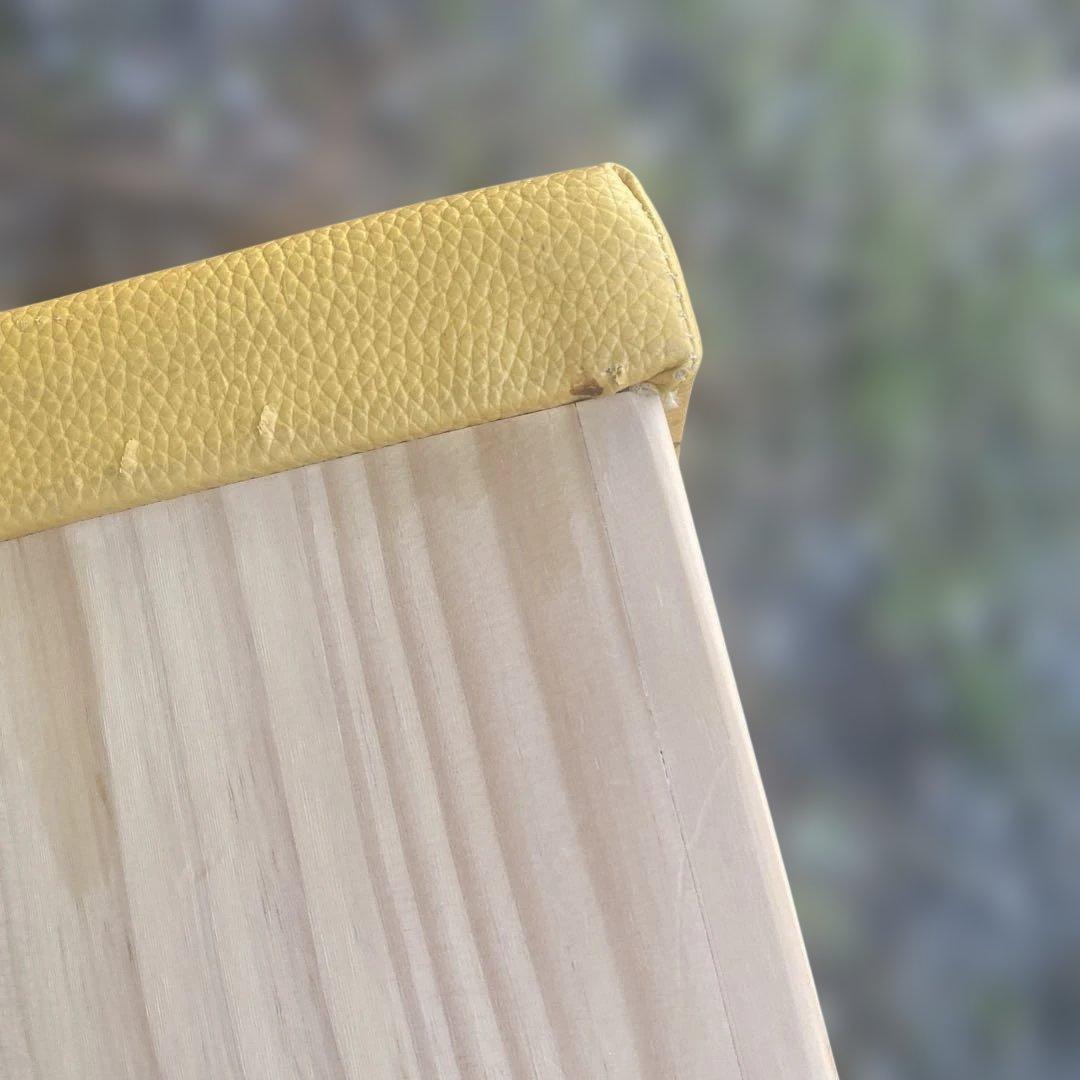 イエロー 合成皮革 スツール　木製　よもぎ蒸し　椅子