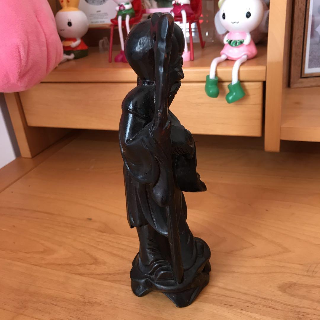 木彫　寿仙人　唐木　黒檀　年代物