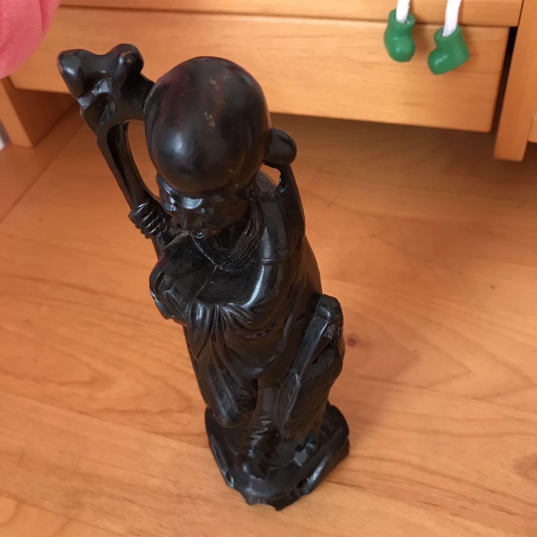 木彫　寿仙人　唐木　黒檀　年代物