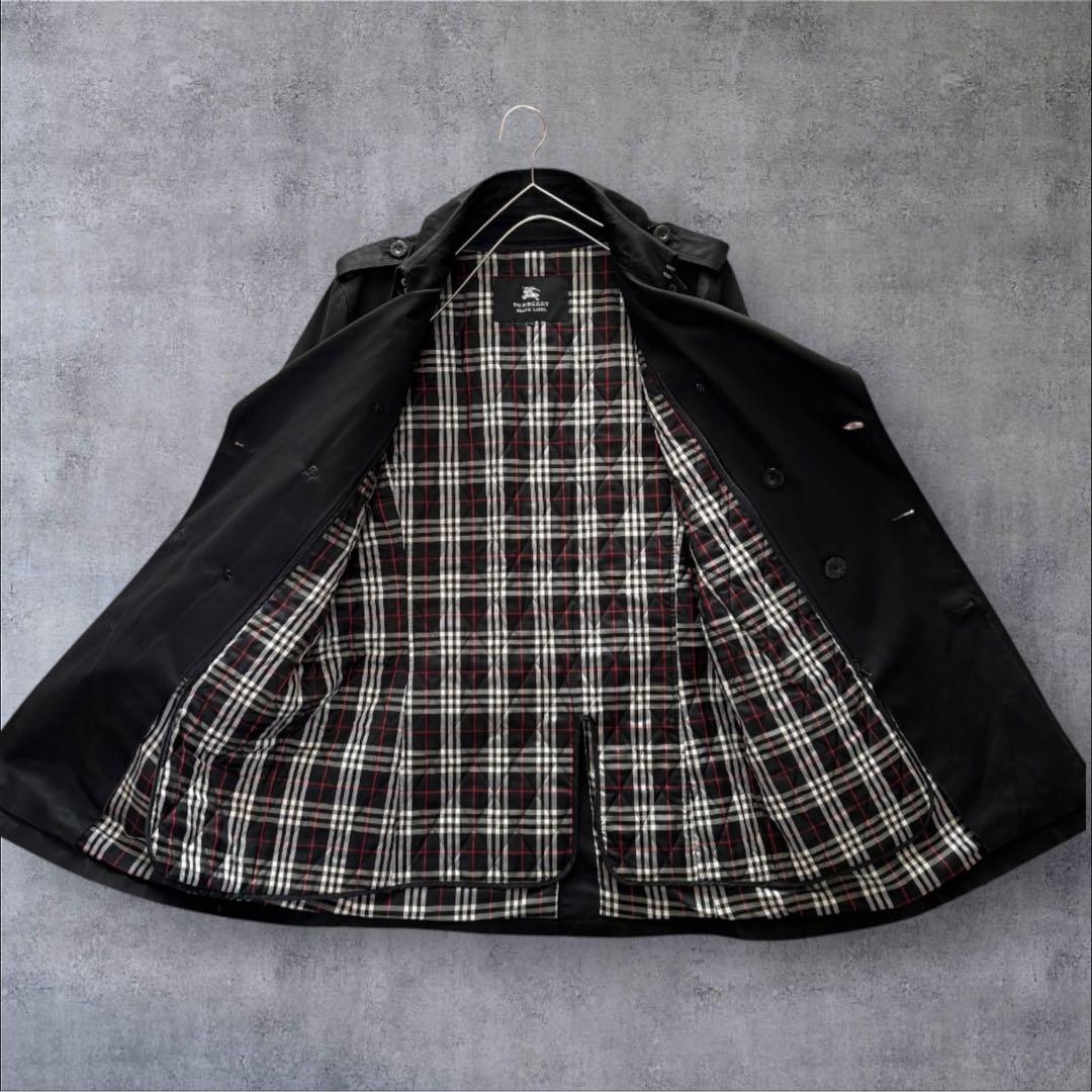 バーバリーブラックレーベル トレンチコート ライナー ノバチェック Lサイズ 黒