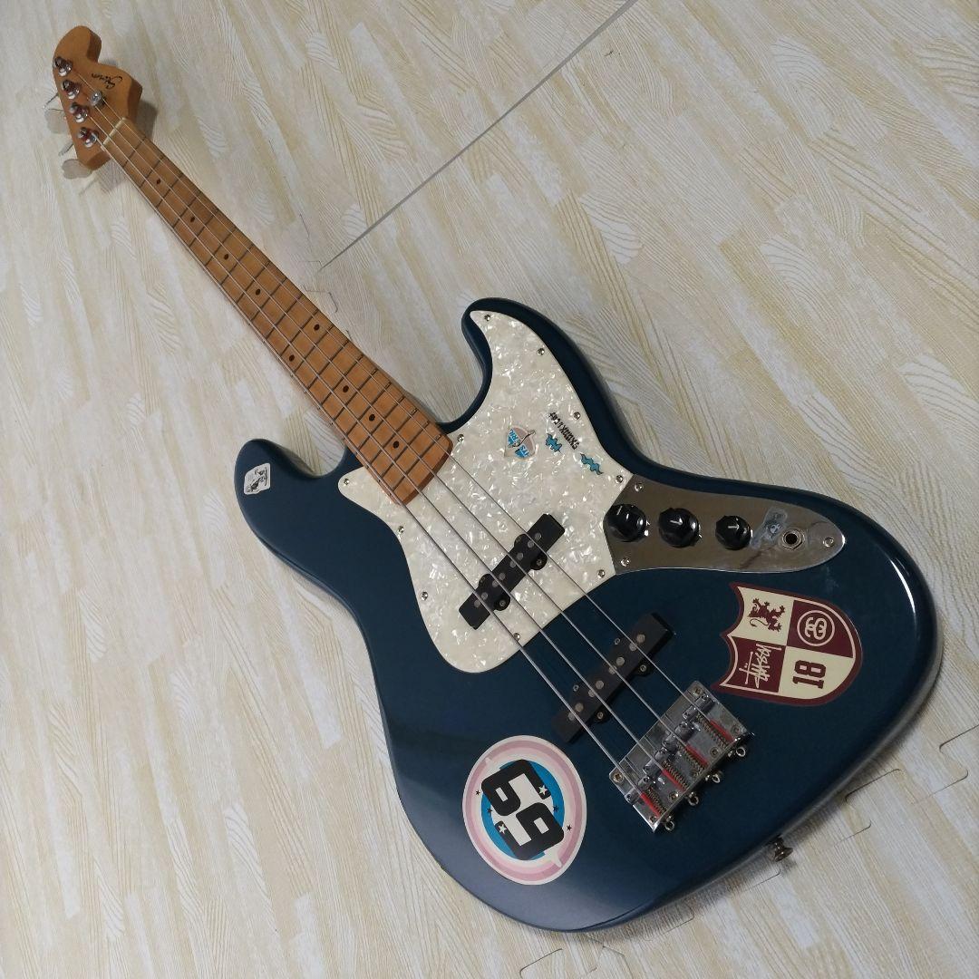 ダークブルー ジャズベーススタイルエレキベース