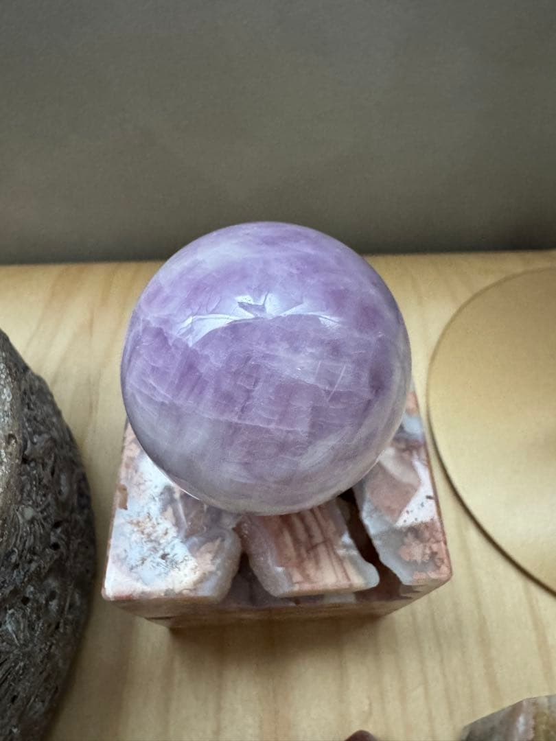 高品質 大きめクンツァイトスフィア◎美しいキャッツアイ＆シラー⭐︎