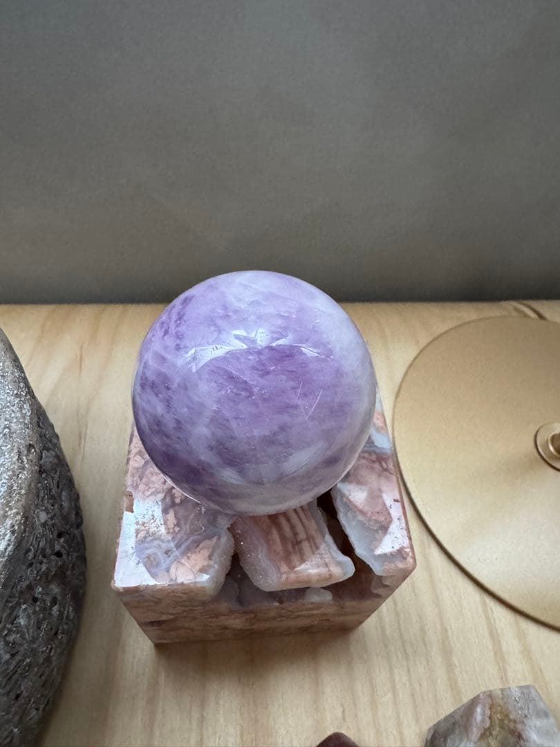 高品質 大きめクンツァイトスフィア◎美しいキャッツアイ＆シラー⭐︎