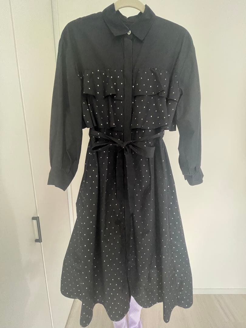 【美品】グレースコンチネンタル 箔ドットシャツワンピース