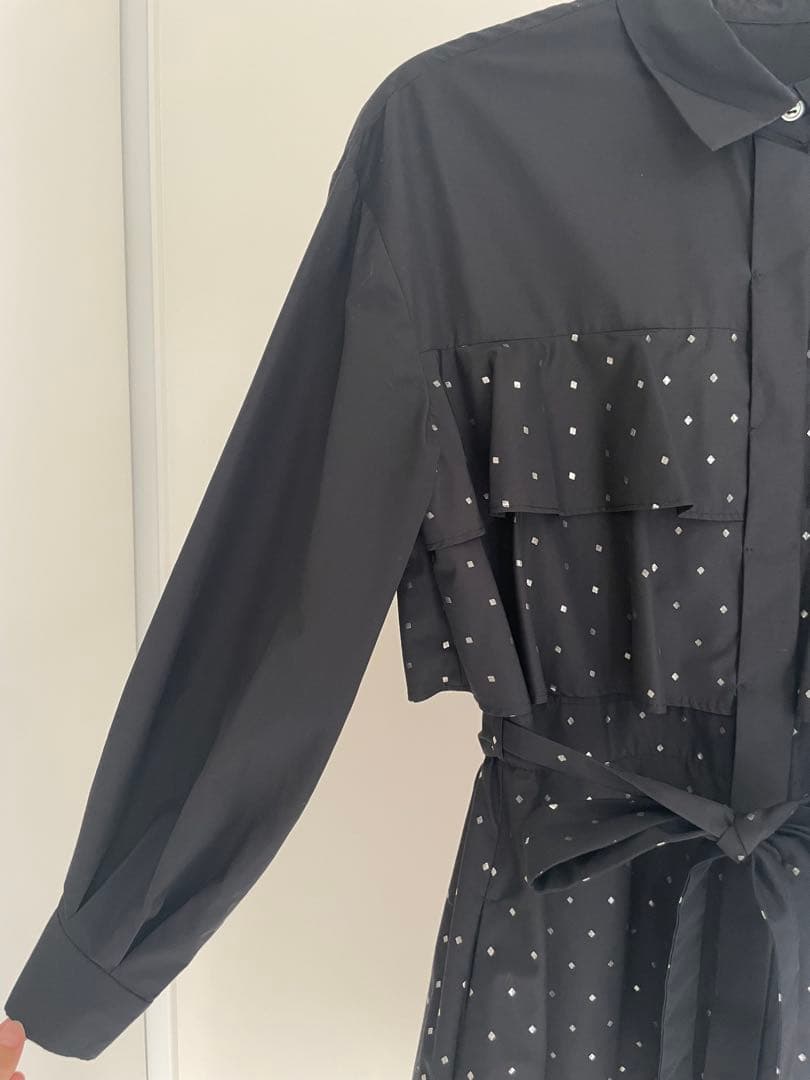 【美品】グレースコンチネンタル 箔ドットシャツワンピース