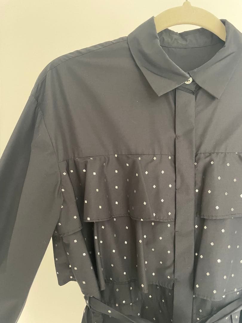 【美品】グレースコンチネンタル 箔ドットシャツワンピース