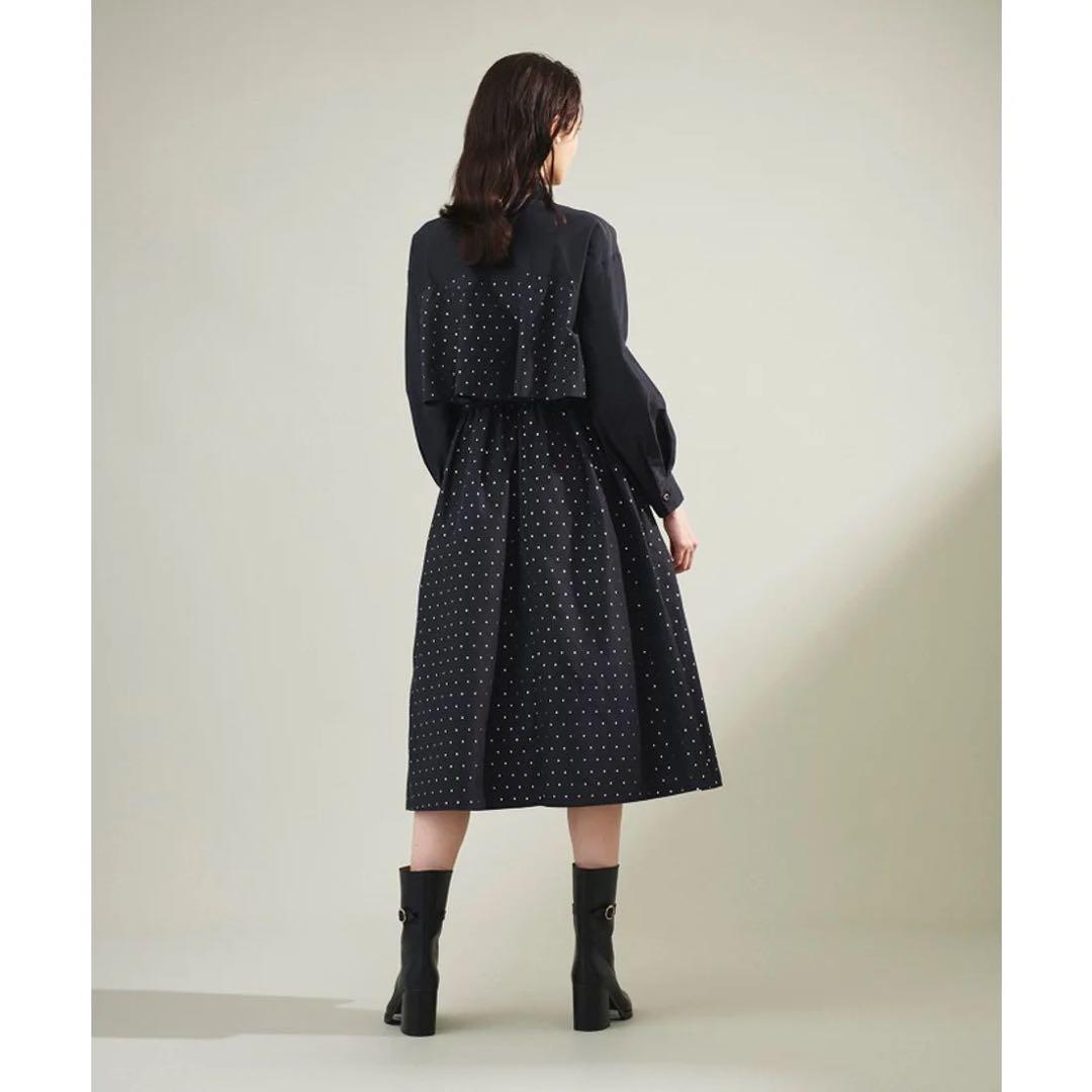 【美品】グレースコンチネンタル 箔ドットシャツワンピース