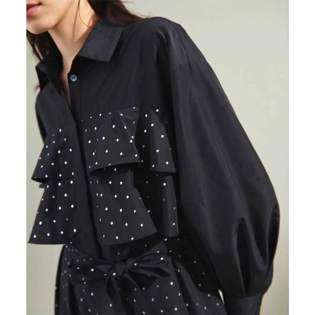 【美品】グレースコンチネンタル 箔ドットシャツワンピース