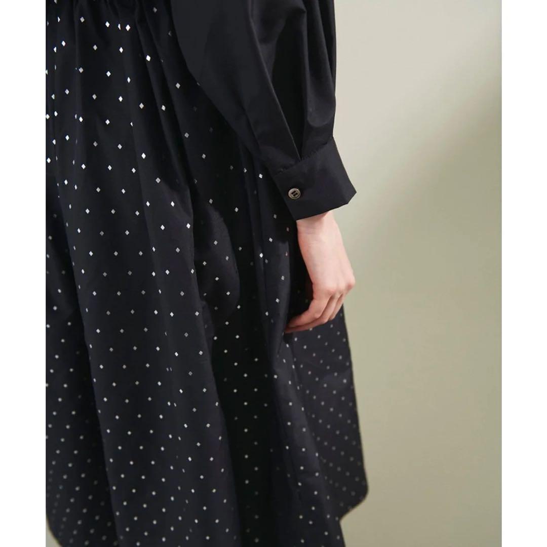 【美品】グレースコンチネンタル 箔ドットシャツワンピース