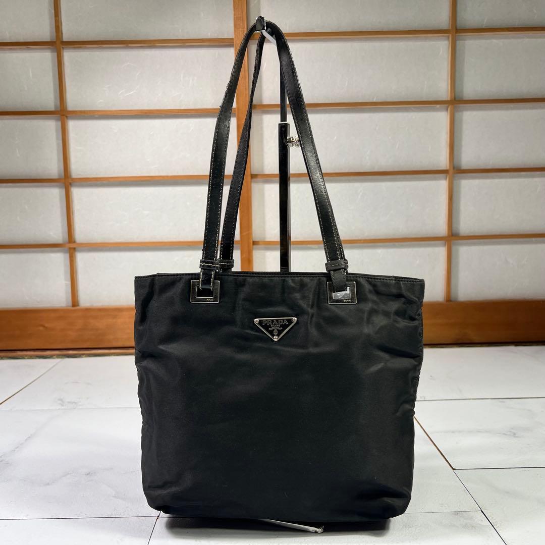 PRADA プラダ テスート レザートートバッグ ナイロン レザー 三角ロゴ