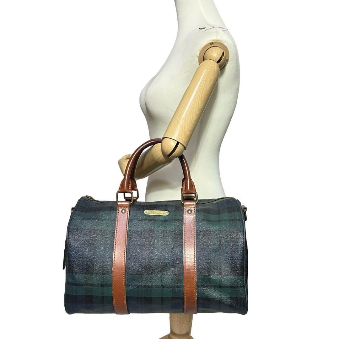 良品　ポロラルフローレン　ボストンバッグ　チェック柄　PVC
