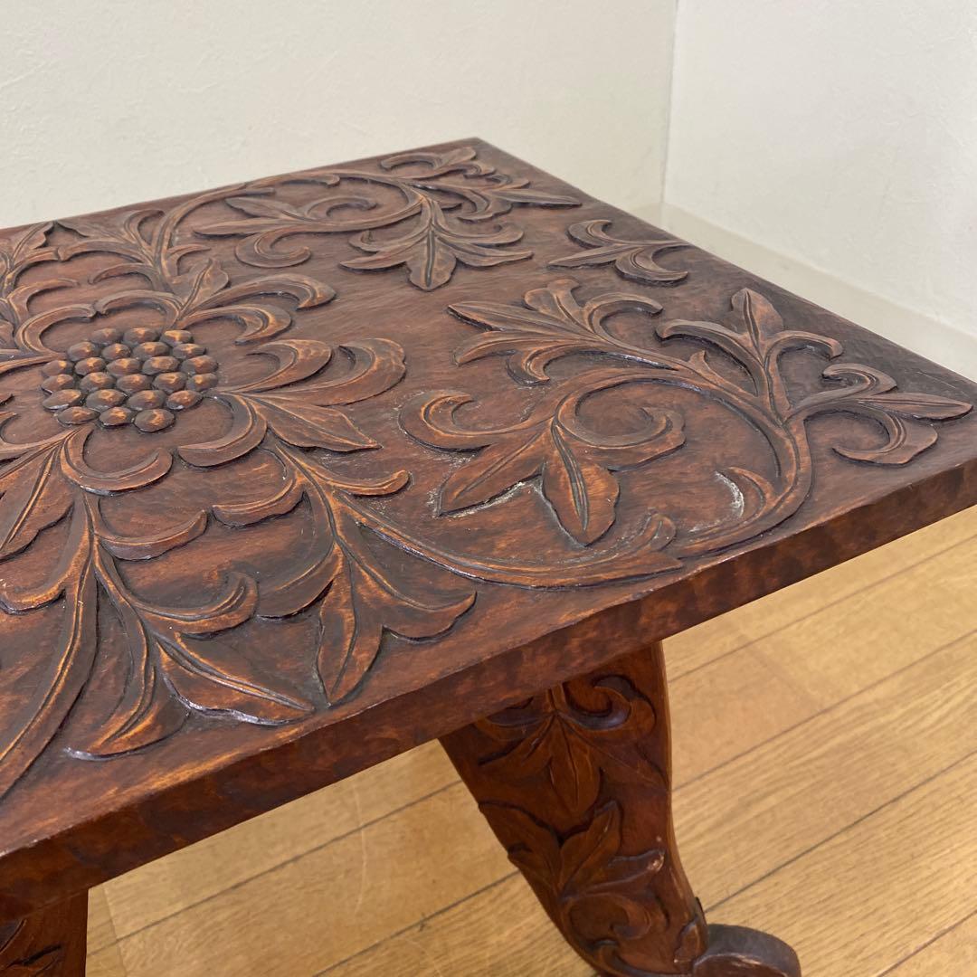 アンティーク レトロ 彫刻 ローテーブル サイドテーブル 飾り台 多目的 在名