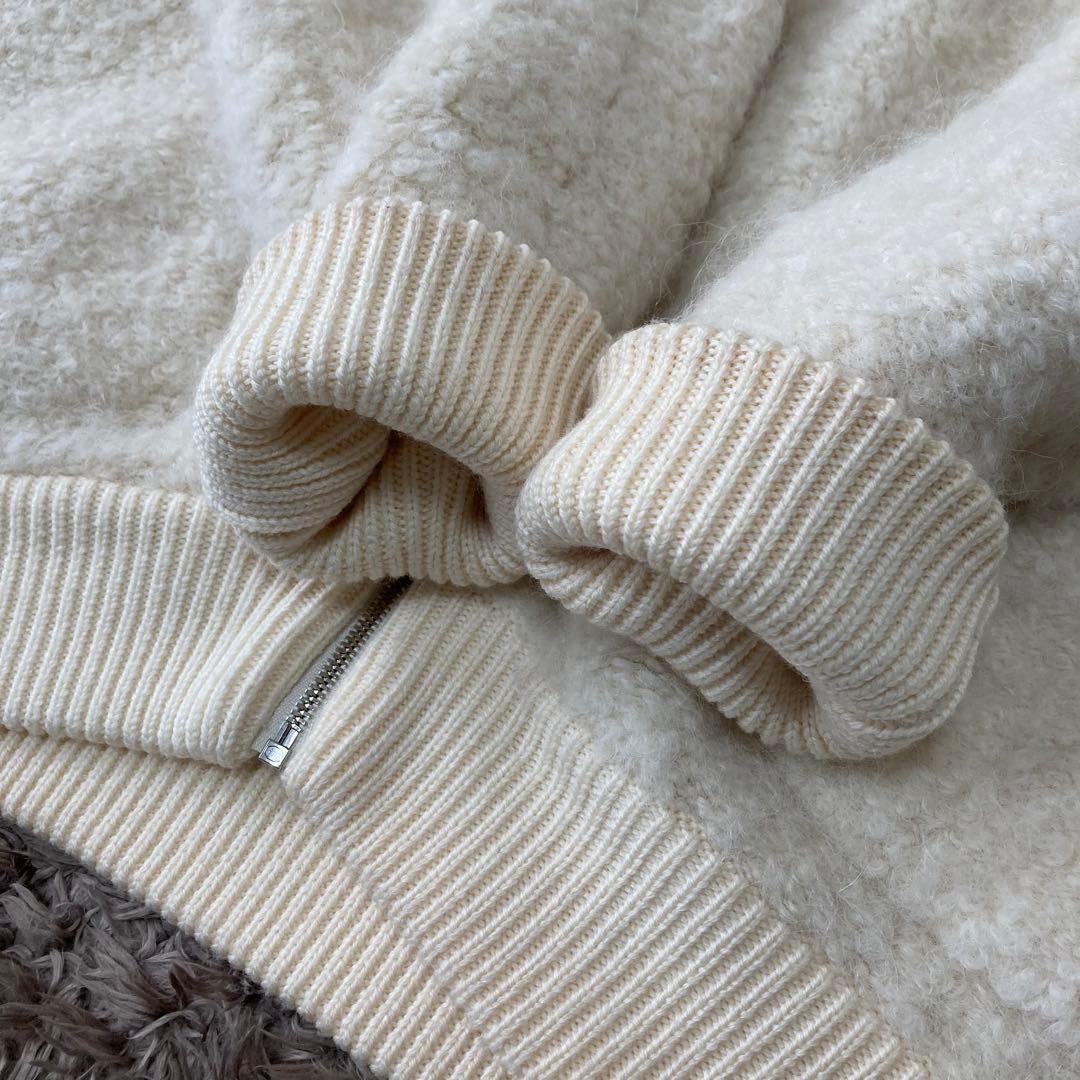 23区✨大きいサイズ2XL ボアコート　ブークレウール　アルパカ　ニット ジップ