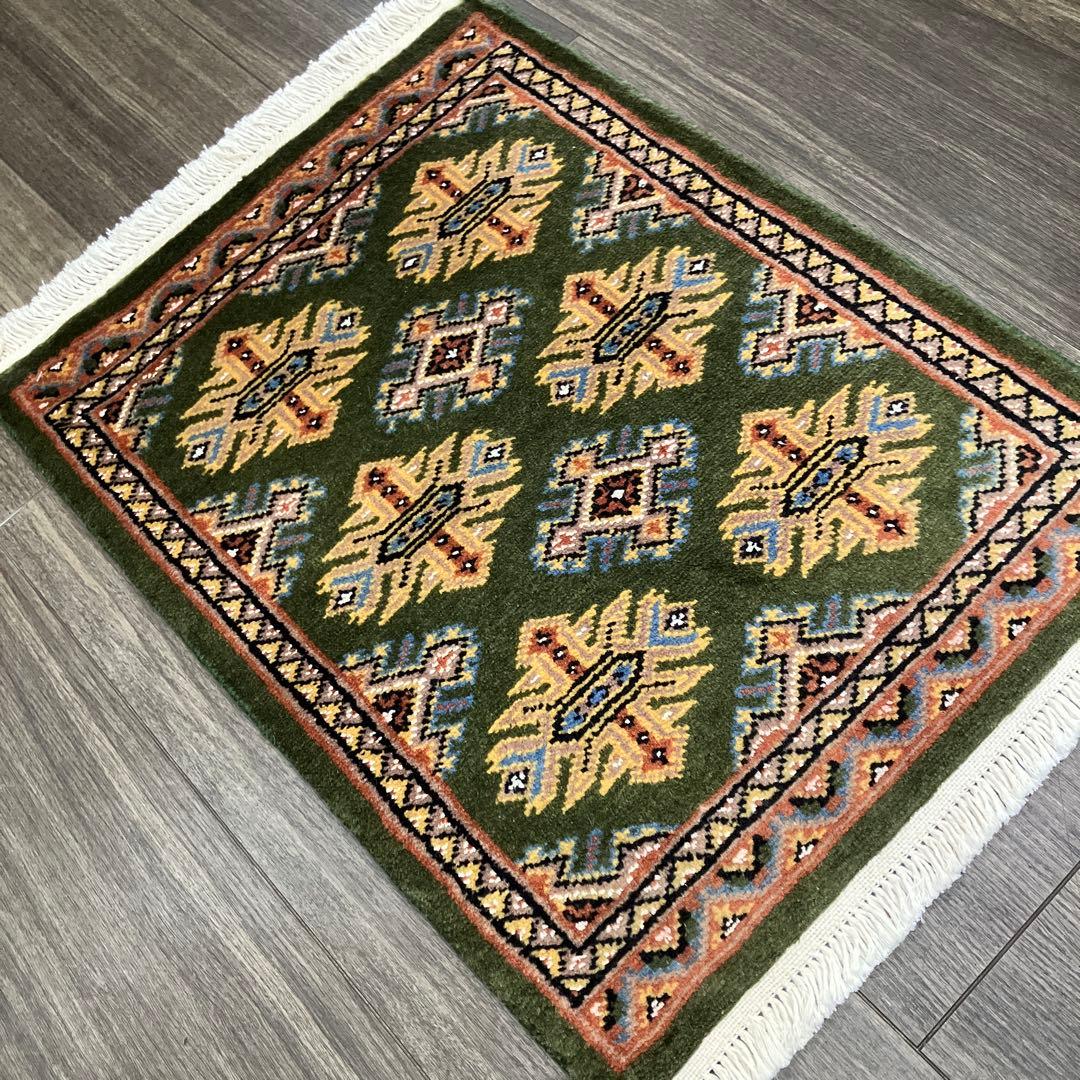 63x48cmパキスタン手織り絨毯玄関マットsaleアウトレット