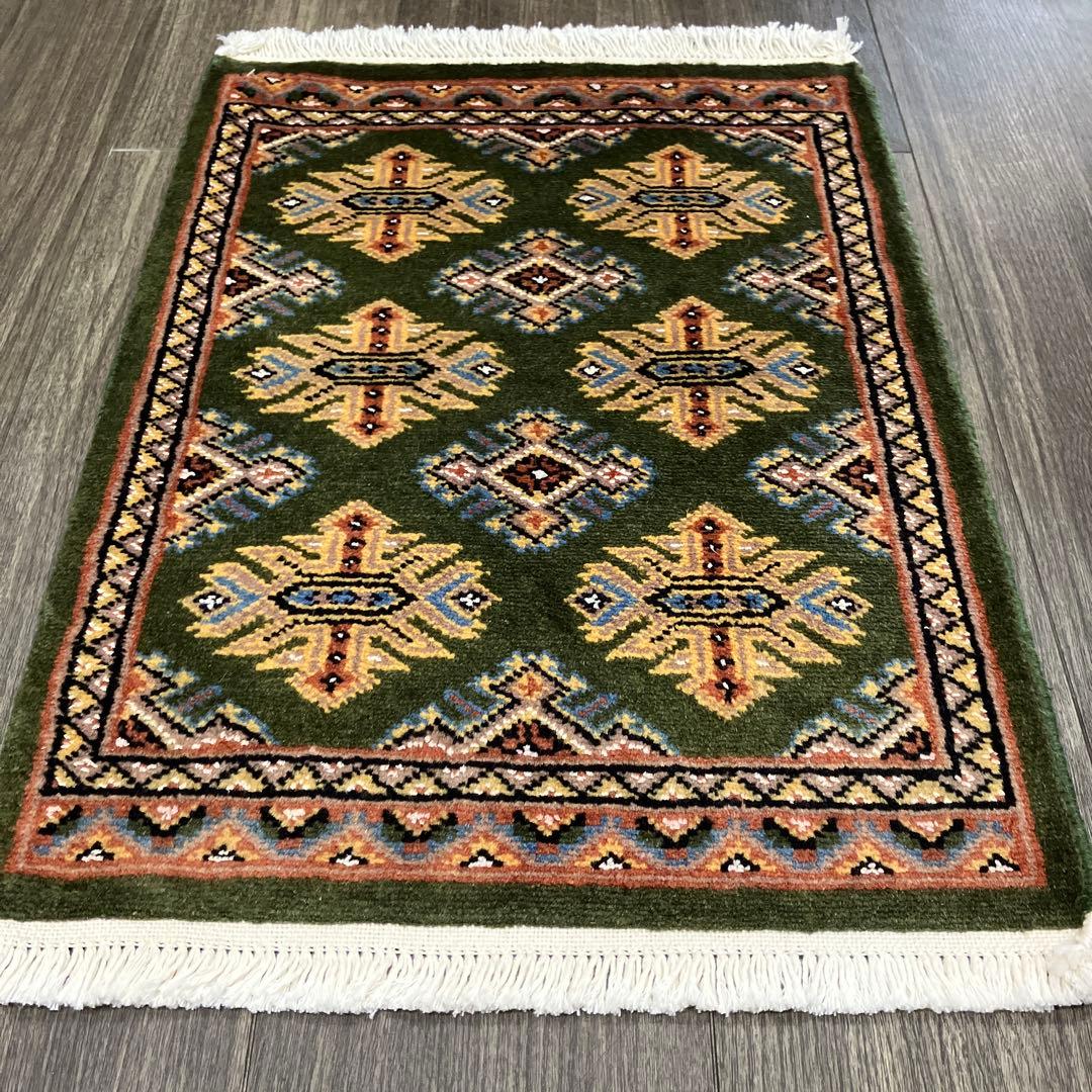 63x48cmパキスタン手織り絨毯玄関マットsaleアウトレット