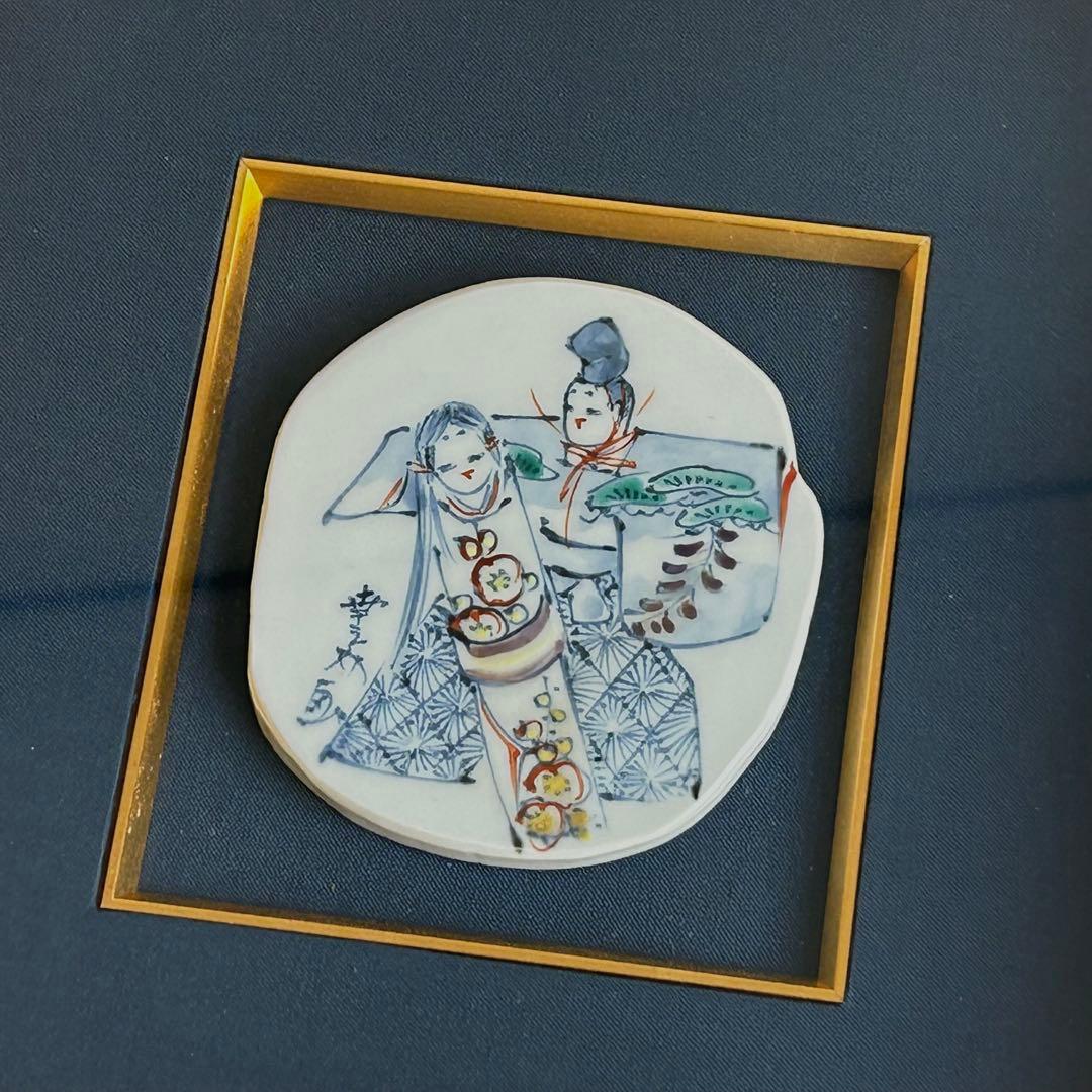 京焼 清水焼 初代 村田幸之介 六齋窯 陶額 陶板 陶画 南画 布張