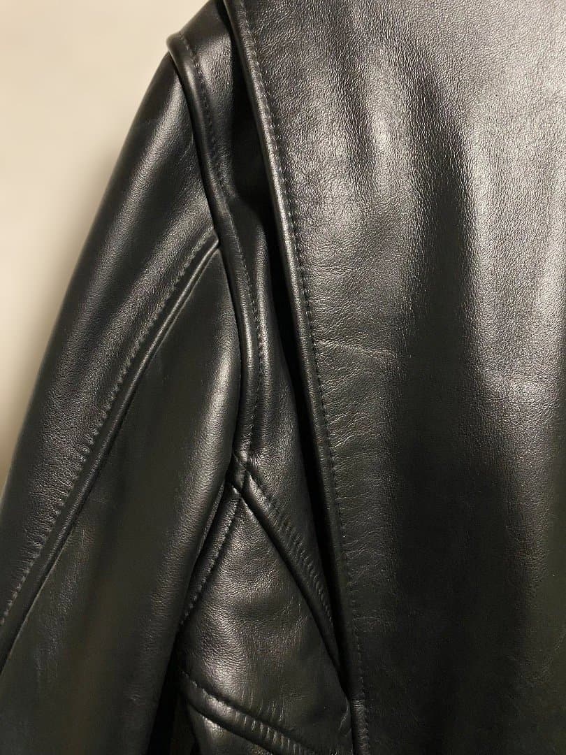 黒　牛革　レザーシングルライダースジャケット(韓国製) サイズ　L