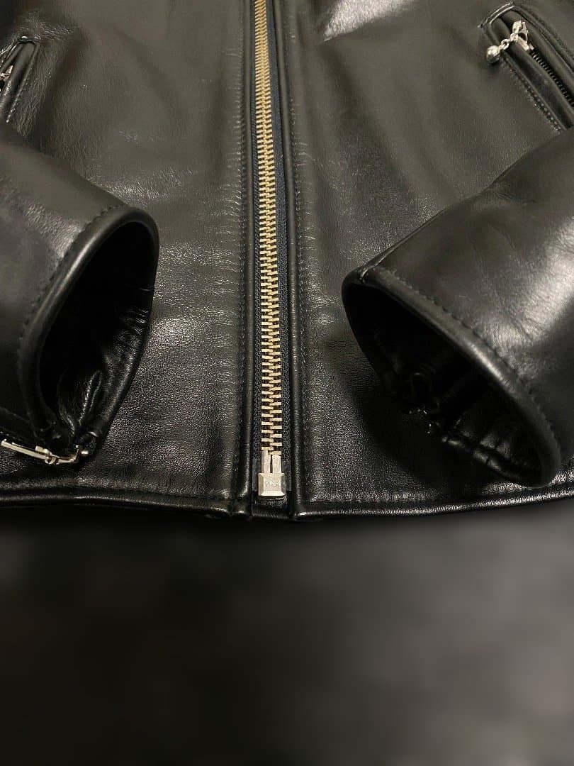 黒　牛革　レザーシングルライダースジャケット(韓国製) サイズ　L