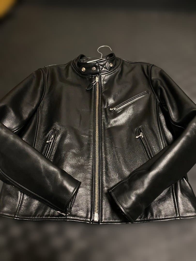黒　牛革　レザーシングルライダースジャケット(韓国製) サイズ　L