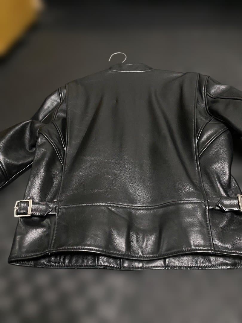 黒　牛革　レザーシングルライダースジャケット(韓国製) サイズ　L