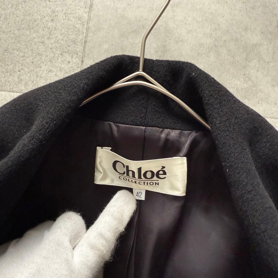 クロエ　ロングコート　ベルト　ウールカシミヤ　黒　42 大きいサイズ